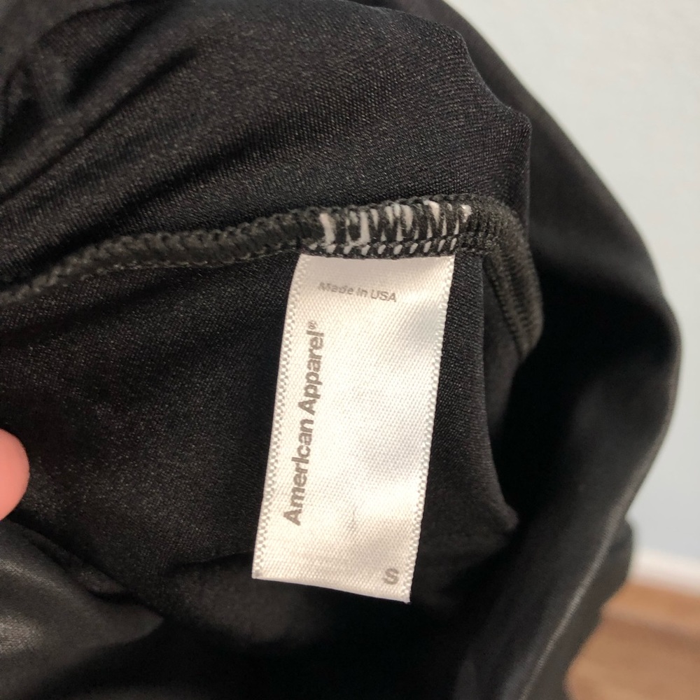 American Apparel Black Faux Leather Leggings High - Picture 7 of 8